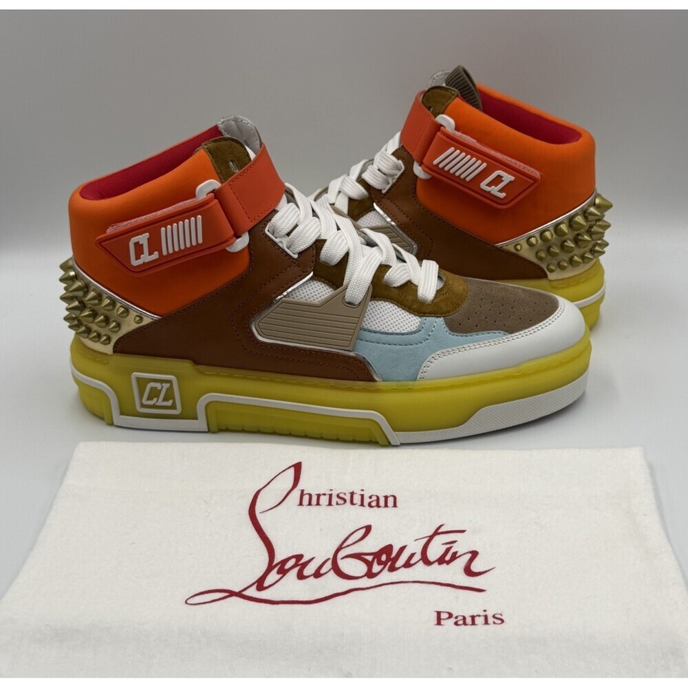 AUTHENTIC Christian Louboutin High Top Sneakers Red Sole Spikes Size 43 EU 10 US - Picture 3 of 10